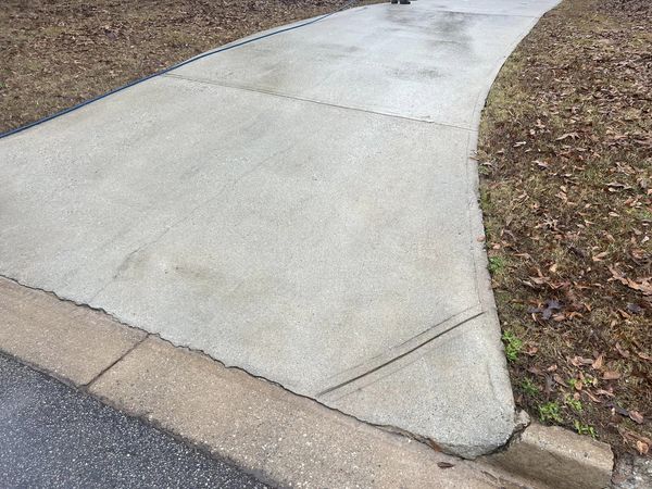 Concrete driveway after professional cleaning