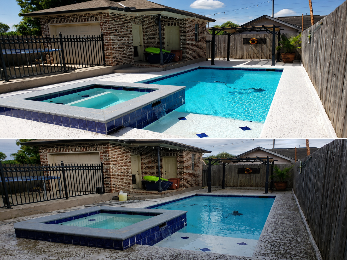 Pool deck cleaning before and after