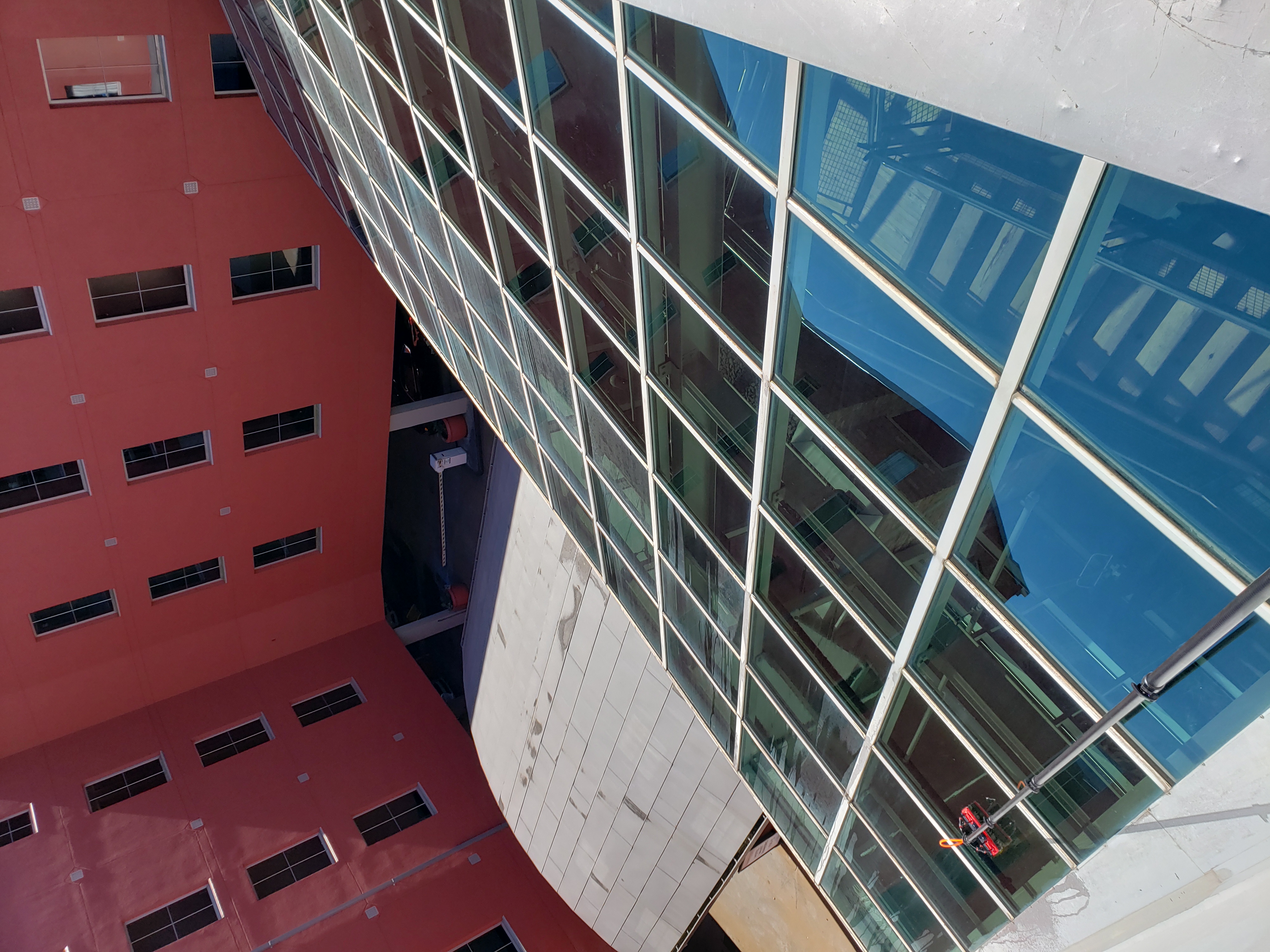 Commercial glass after water-fed pole window cleaning
